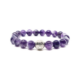BRACELET PIERRES NATURELLES et ARGENT - KIREI PARIS BIJOUX - LONG LIFE et AMETHYSTE 8mm