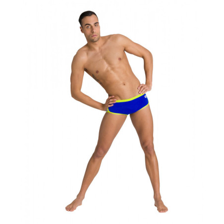 Arena Team Stripe - Low Waist Short - Neon Blue Soft Green - Boxer Natation Homme | Les4Nages