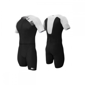 Trifonction Triathlon Homme manches courtes ZEROD TTSUIT Elite Black White