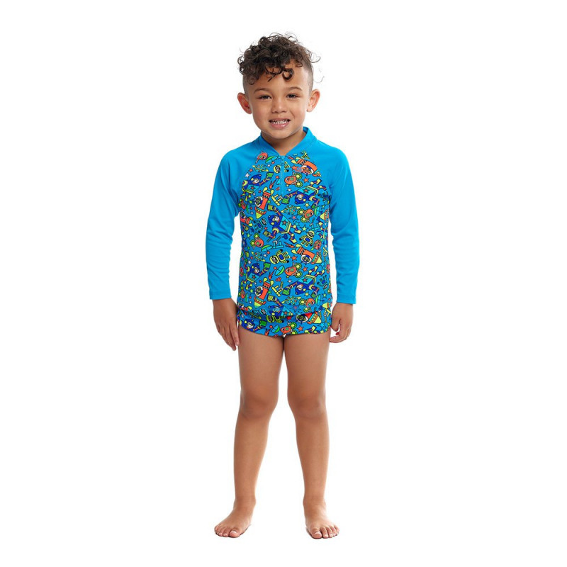 Veste enfant FUNKY TRUNKS Toddler Boy's Zippy Rash Vest - Beep Beep