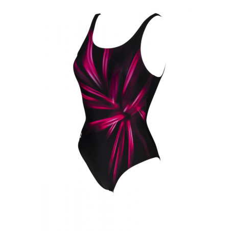 Arena BLOSSOM U Back - Black freak Rose Multi  - Maillot Natation Femme  Noir