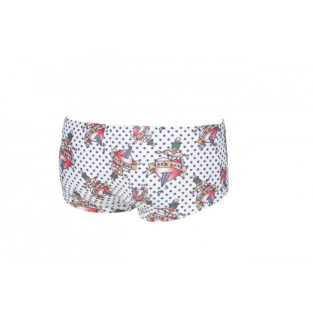 Arena CRAZY TATTOOS Low Waist Short - White Multi - Boxer Natation Homme | Les4Nages