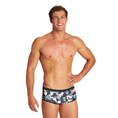 Arena CRAZY CAMO CATS Low Waist Short - Black White Multi - Boxer Natation Homme | Les4Nages