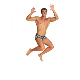Arena CRAZY CAMO CATS  Low Waist Short -  Black White Multi - Boxer Natation Homme