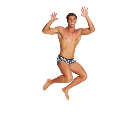 Arena CRAZY CAMO CATS Low Waist Short - Black White Multi - Boxer Natation Homme | Les4Nages