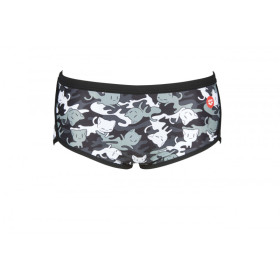 Arena CRAZY CAMO CATS  Low Waist Short -  Black White Multi - Boxer Natation Homme