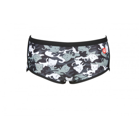 Arena CRAZY CAMO CATS Low Waist Short - Black White Multi - Boxer Natation Homme | Les4Nages