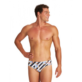 Arena CRAZY DIAMONDS Brief -  Black White Multi - Maillot Natation Homme