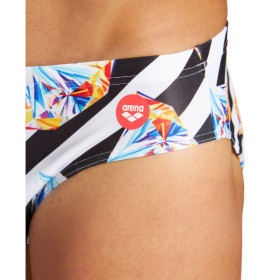 Arena CRAZY DIAMONDS Brief -  Black White Multi - Maillot Natation Homme