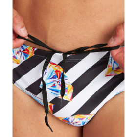 Arena CRAZY DIAMONDS Brief -  Black White Multi - Maillot Natation Homme