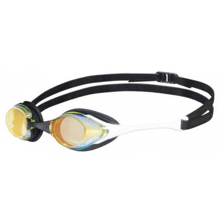 ARENA Cobra SWIPE MIRROR Yellow Copper White - Lunettes Natation Blanches et Or