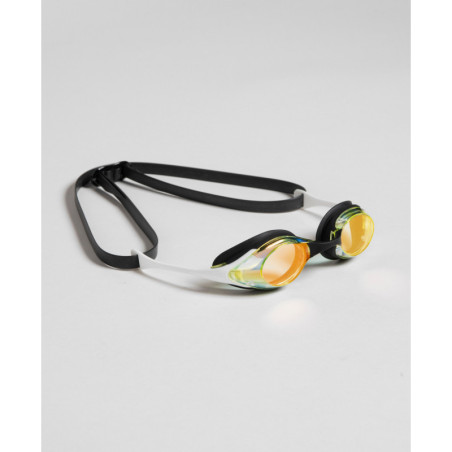 ARENA Cobra SWIPE MIRROR Yellow Copper White - Lunettes Natation Blanches et Or | Les4Nages