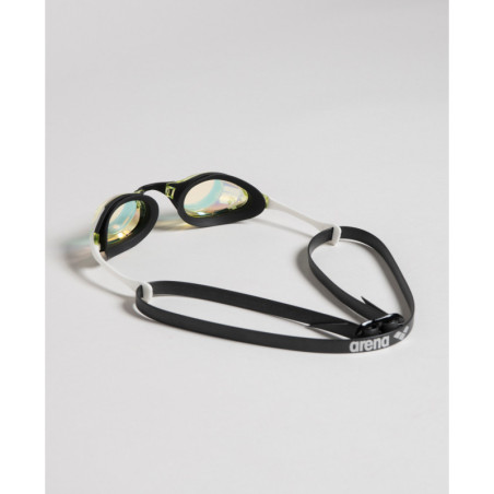 ARENA Cobra SWIPE MIRROR Yellow Copper White - Lunettes Natation Blanches et Or | Les4Nages