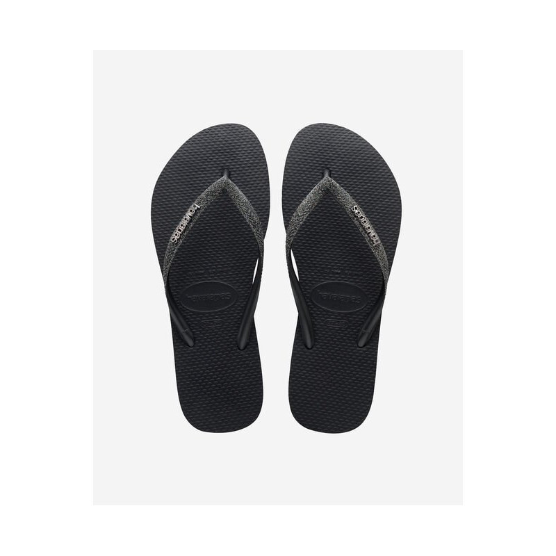 HAVAIANAS Slim Glitter II Black/ Dark/ Grey Metallic - Tongs Femme