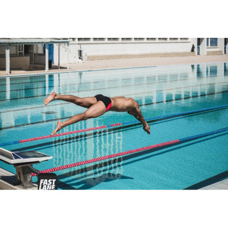 ZEROD Trunks Black Grey Red Trunks Natation - Boxer Natation Homme | Les4Nages