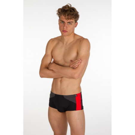 ZEROD Black Grey Red Trunks Natation - Boxer Homme | Les4Nages