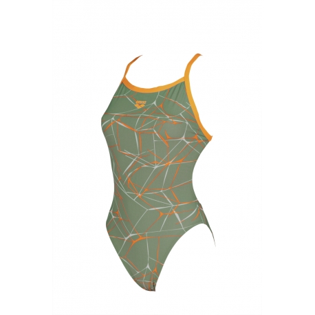 ARENA WATER LIGHTECH ONE PIECE L ARMY-TANGERINE - Maillot Natation Femme 1 piece 