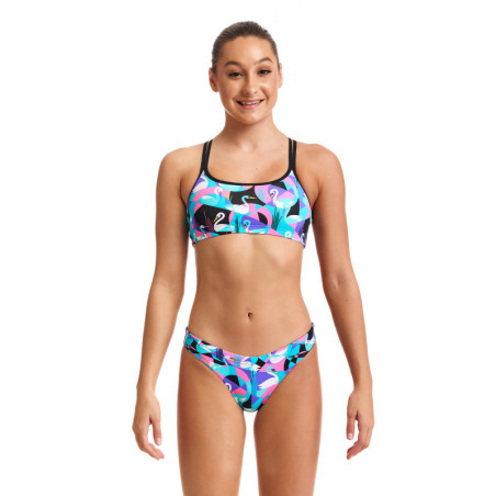 Maillot Eco-Responsable FUNKITA Fille (8-14ans) Swan Around - Eco Criss Cross 2 pieces - Maillot de bain Natation Fille 2 pieces | Les4Nages