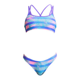 FUNKITA Fille (8-14ans) Pastel Palm - Criss Cross 2 pieces - Maillot de bain Natation Fille 2 pieces