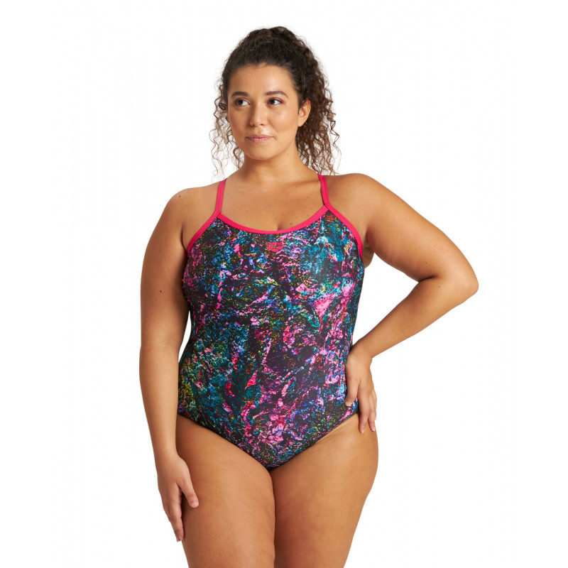 Arena Mountains  PLUS Texture  Light Drop Back FREAK ROSE-MULTI - Maillot Natation Grandes tailles