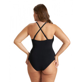 Arena Bodylift Isabel PLUS Light Cross Back - Black White  - Maillot Grandes tailles  Aquagym et Natation