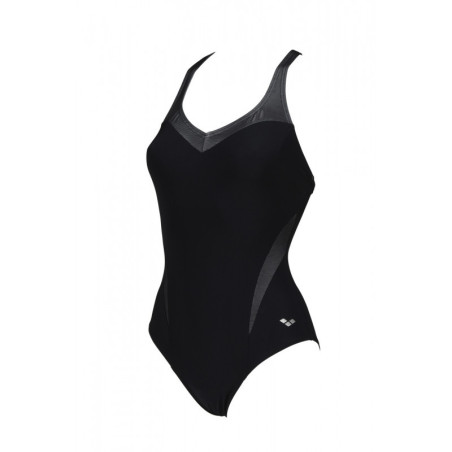 Arena Bodylift ISABEL Light Cross Back - Black White - Maillot Natation & Aquagym | Les4Nages