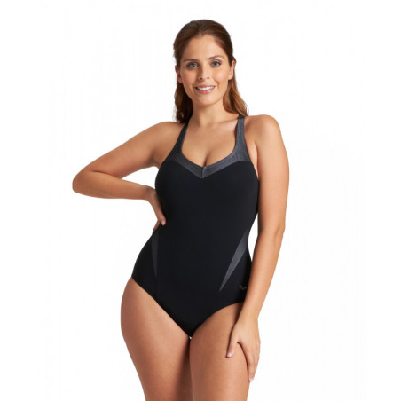 Arena Bodylift ISABEL Light Cross Back - Black White - Maillot Natation & Aquagym | Les4Nages