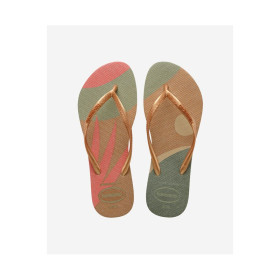HAVAIANAS Slim Palette Glow Sand Grey/Golden  - Tongs Femme