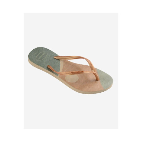 HAVAIANAS Slim Palette Glow Sand Grey/Golden - Tongs Femme | Les4Nages