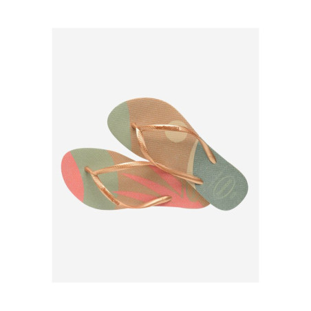 HAVAIANAS Slim Palette Glow Sand Grey/Golden - Tongs Femme | Les4Nages
