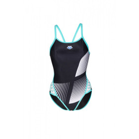 Arena ICONS Swimsuit SUPER FLY Back Logo - Black White Blue Diamonds - Collection Diamonds édition limitée