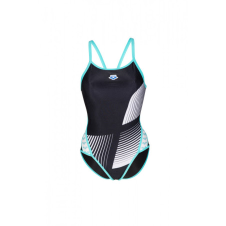 Arena ICONS Swimsuit SUPER FLY Back Logo - Black White Blue Diamonds - Collection Diamonds édition limitée | Les4Nages
