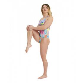 Arena WOMEN'S SWIMSUIT Swim Pro Back Allover White Multi - Maillot Natation Femme 1 piece