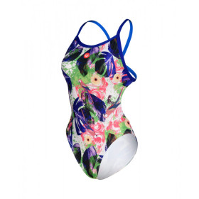 CRAZY ARENA Swimsuit  XCROSS Back Neon Blue Multi -  Maillot EcoResponsable Natation Femme