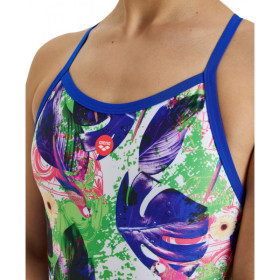 CRAZY ARENA Swimsuit  XCROSS Back Neon Blue Multi -  Maillot EcoResponsable Natation Femme