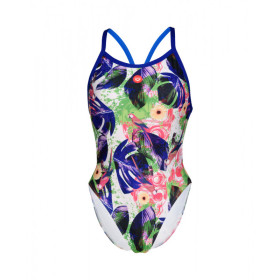 CRAZY ARENA Swimsuit  XCROSS Back Neon Blue Multi -  Maillot EcoResponsable Natation Femme