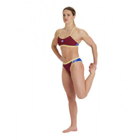 Bikini Arena ICONS Cross Back Solid  BURGUNDY-NEON BLUE-BUTTER -  Maillot Natation Femme 2 pieces