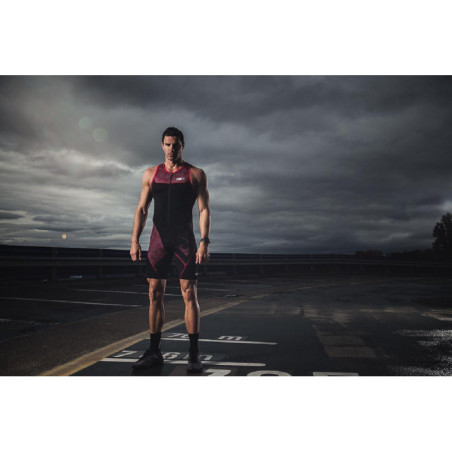 Trifonction Triathlon Homme sans manches ZEROD Start Trisuit Man - Deep Burgundy | Les4Nages