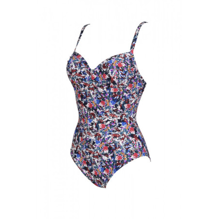 Arena BODYLIFT SWIMSUIT SIBILLA U BACK NAVY MULTI C-CUP - Maillot Aquagym & Piscine Femme 1 pièce | Les4Nages