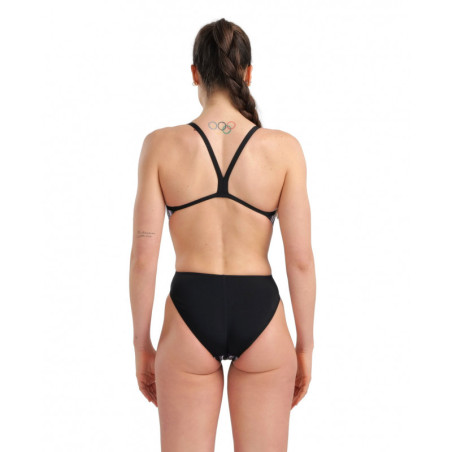 Arena Womens Swimsuit Challenge Back Marbled Black Black Multi - Maillot Natation Femme 1 piece | Les4Nages
