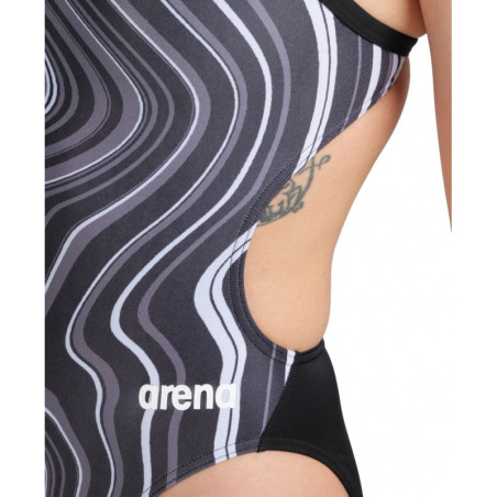 Arena Womens Swimsuit Challenge Back Marbled Black Black Multi - Maillot Natation Femme 1 piece | Les4Nages