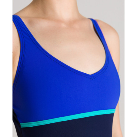 Arena Bodylift MIZUKI U Clip Back - NAVY-BRIGHT BLUE-MINT - Maillot Aquagym & Piscine Femme 1 pièce | Les4Nages