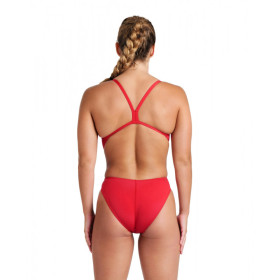 Arena TEAM SOLID Challenge Back  Red White - Maillot de bain femme 1 pièce