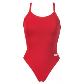 Arena TEAM SOLID Challenge Back  Red White - Maillot de bain femme 1 pièce