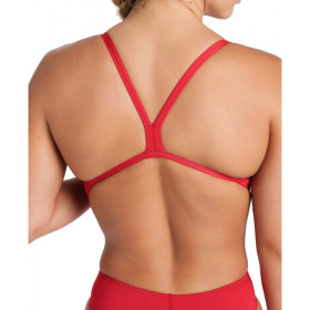 Arena TEAM SOLID Challenge Back  Red White - Maillot de bain femme 1 pièce