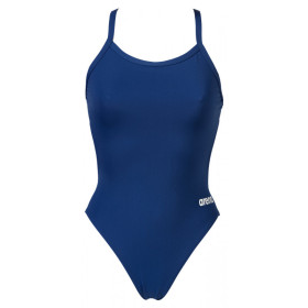 Arena TEAM SOLID Challenge Back  Navy White - Maillot de bain femme 1 pièce