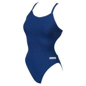 Arena TEAM SOLID Challenge Back  Navy White - Maillot de bain femme 1 pièce