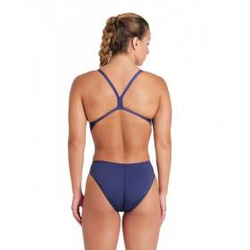 Arena TEAM SOLID Challenge Back Navy White - Maillot Natation Femme 1 piece