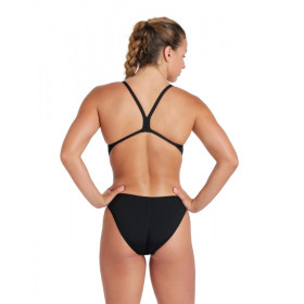 Arena TEAM SOLID Challenge Back  Black White - Maillot de bain femme 1 pièce