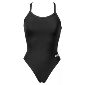 Arena TEAM SOLID Challenge Back  Black White - Maillot de bain femme 1 pièce